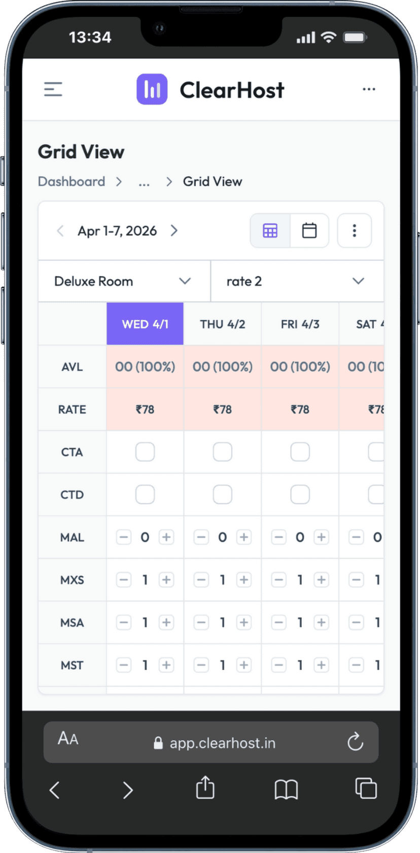 ClearHost dashboard on iPhone