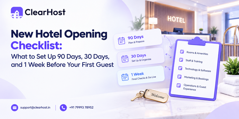 New Hotel Opening Checklist: What to Set Up 90 Days, 30 Days, and 1 Week Before Your First Guest