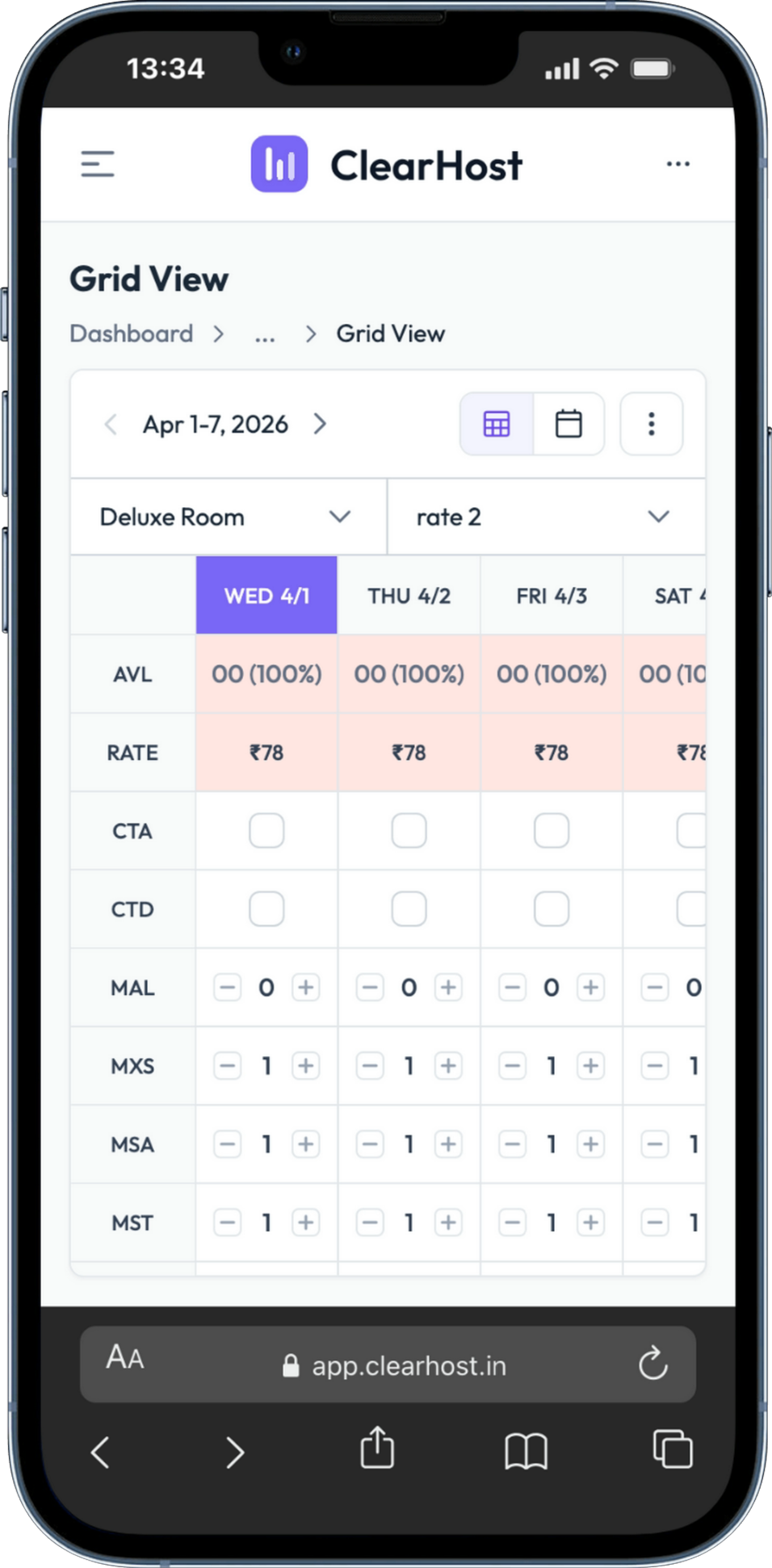 ClearHost dashboard on iPhone